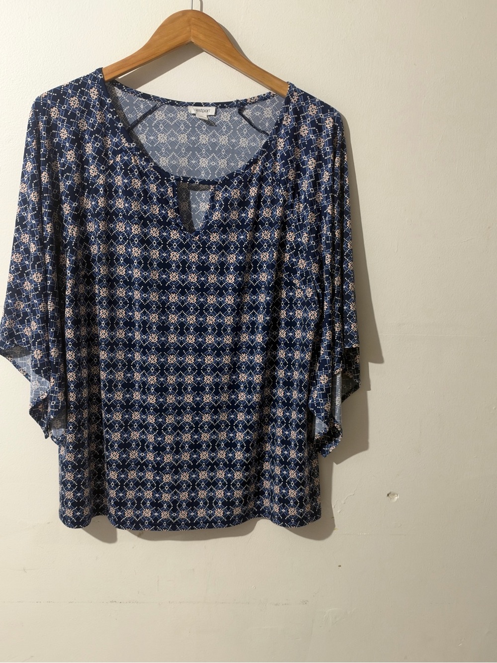 Westport Navy Blue & White Geometric Print Tunic